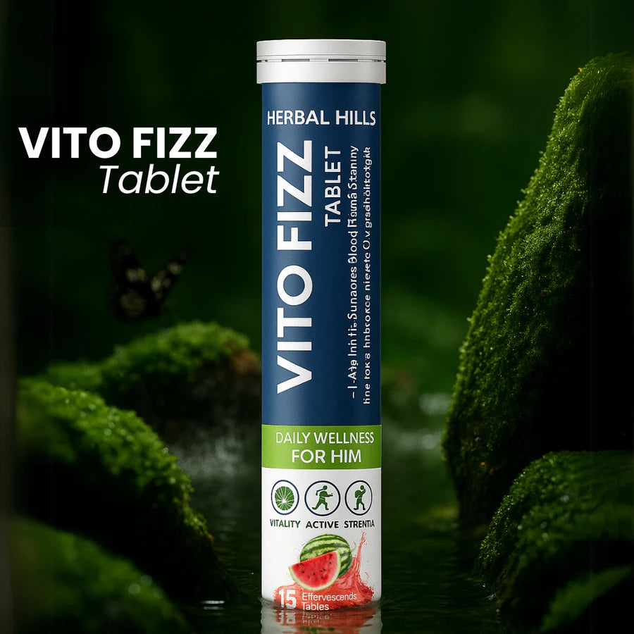 Vito Fizz Energy & Stamina Tablets for Men – With L-Arginine, Ashwagandha & Gokshur – Boost Blood Flow, Endurance & Muscle Recovery – Watermelon Flavor – 15 Tablets