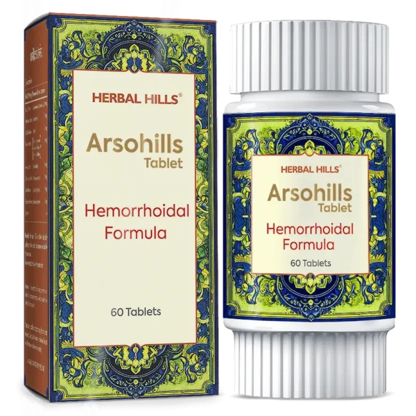 Ayurvedic Medicine for Piles - Hemorrhoid Formula - Arsohills 60 Tablets - Ayurvedic Hemorrhoid Management