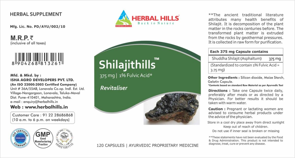 Shilajithills 120 Capsule, vigor, vitality, strength tonic - Image 2
