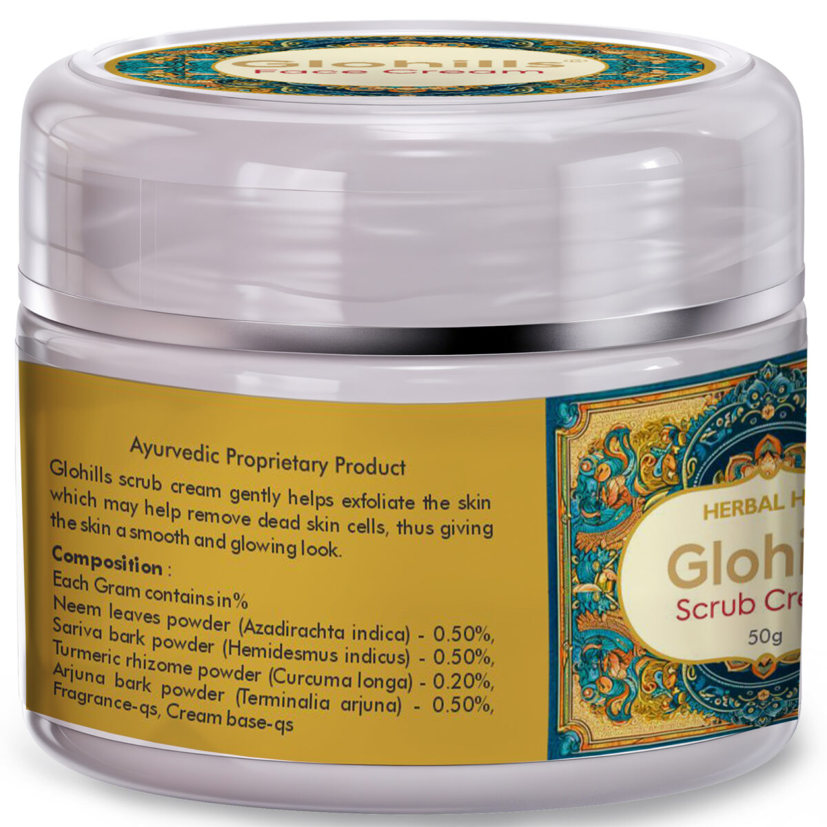 Natural Skin Scrub Cream - Glohills 50g Scrub Cream with Kokum butter & Wheatgerm Oil - Image 3