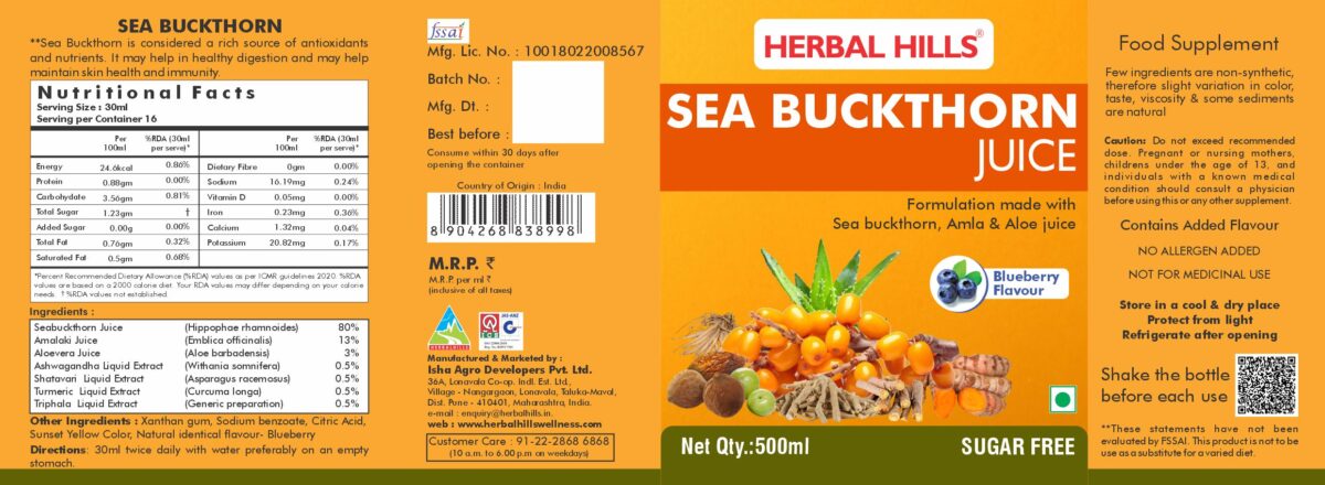 Sea Buckthorn Syrup (500ml) - A Superfood for all Health issues - Image 2