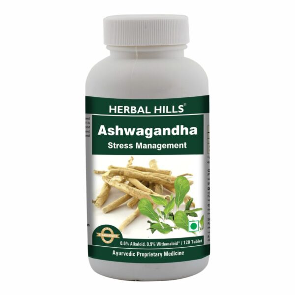 Ashwagandha 120 Tablets, Stress Relief Supplement, Strength & Mood Enhancer, Immunity support