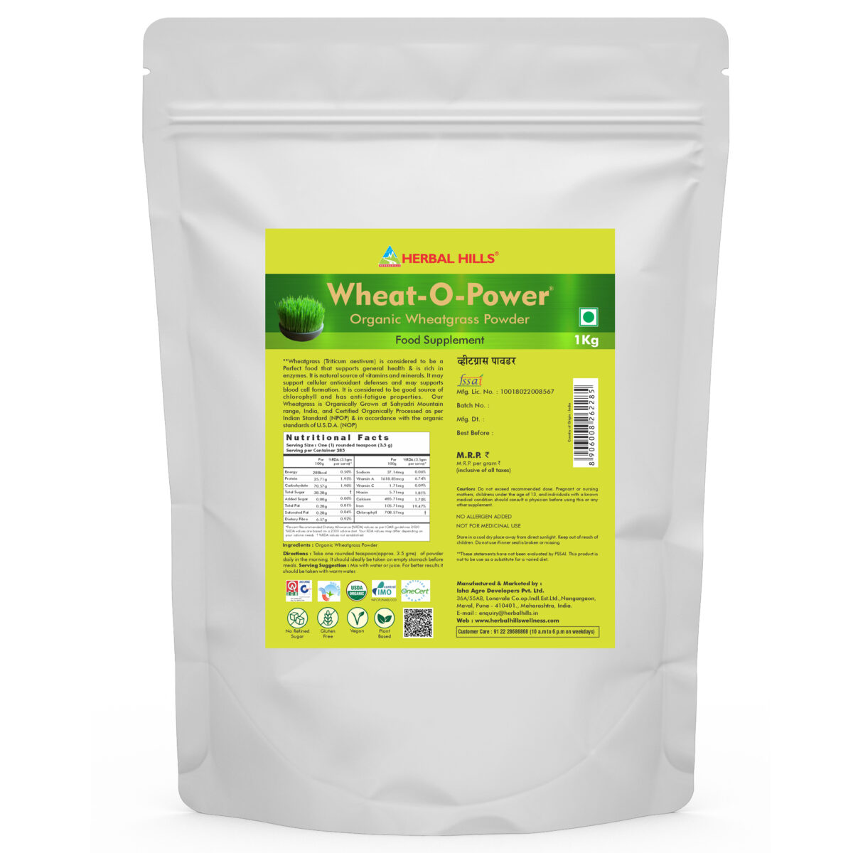 Wheat-O-Power 1 Kg (Value Pack) - Organic Green Food Powder - Image 1