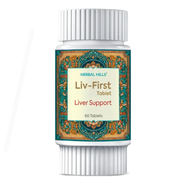 Liv-First 60 Tablet, Ayurvedic liver care, Natural Liver detox tablet, Enhances digestion, Herbal liver support