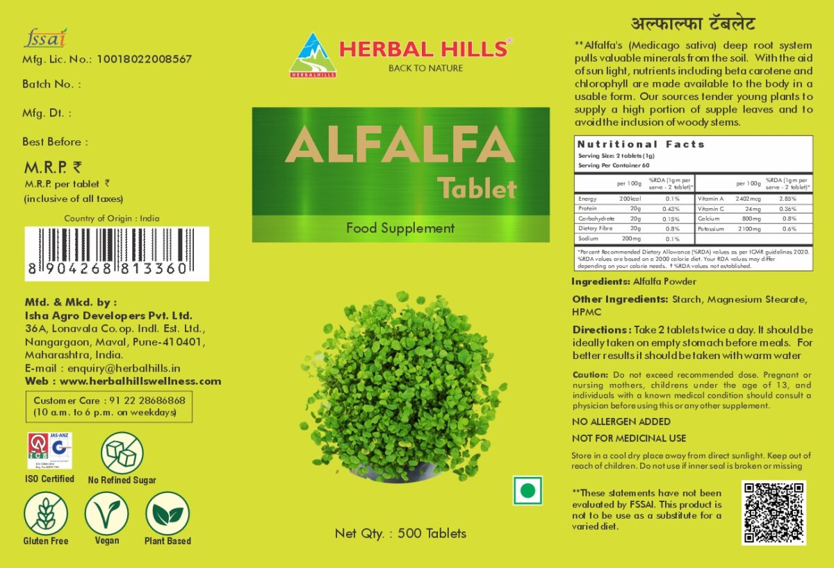 Alfalfa 500 Tablets for Immunity and General wellness. Immunity booster & improves strength and stamina - Image 2