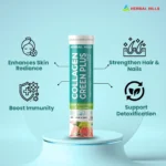Collagen Green Plus Effervescent Tablets –With Amla, Vitamin C & Supergreens – Boost Skin Glow, Hair Growth, Nail Strength & Detox – Guava Flavor – 15 Tablets - Image 7