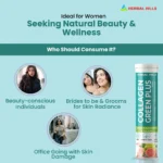 Collagen Green Plus Effervescent Tablets –With Amla, Vitamin C & Supergreens – Boost Skin Glow, Hair Growth, Nail Strength & Detox – Guava Flavor – 15 Tablets - Image 8