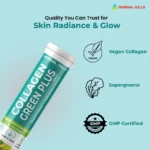 Collagen Green Plus Effervescent Tablets –With Amla, Vitamin C & Supergreens – Boost Skin Glow, Hair Growth, Nail Strength & Detox – Guava Flavor – 15 Tablets - Image 10