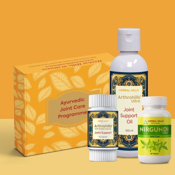 Arthro Ayurvedic Joint Wellness Program | Herbal Kit with Capsules & Massage Oil – 3 in 1 Pack